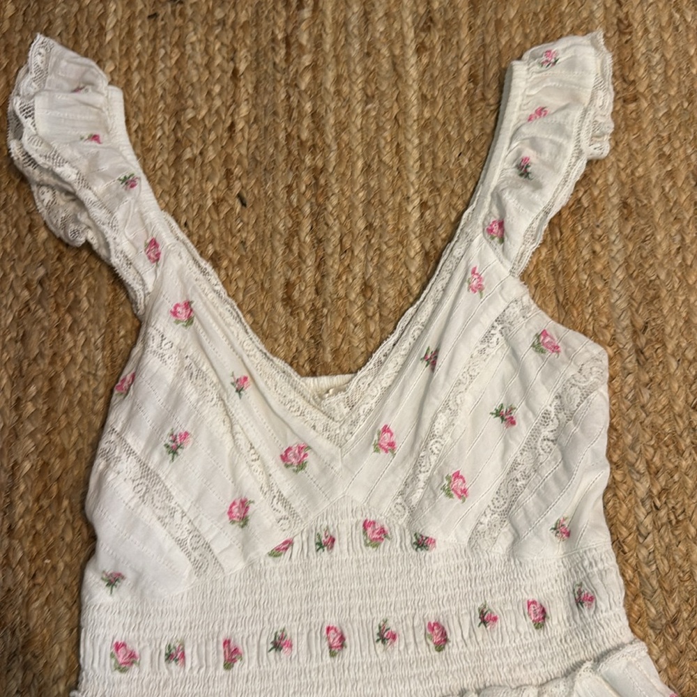 LoveShackFancy White and Pink Floral Mini Dress - Picture 3 of 7